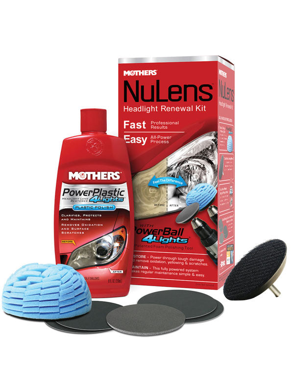 Mothers Headlight Polishing Kit Powerball 4 Lights Compound Buff 7251