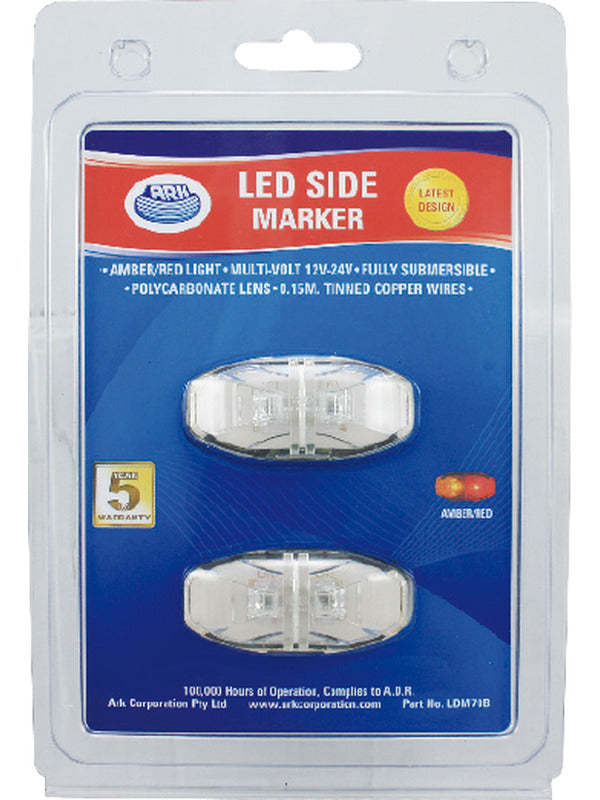 ARK LED Red Marker 12V/24V Connected .15m Cable LDR70B