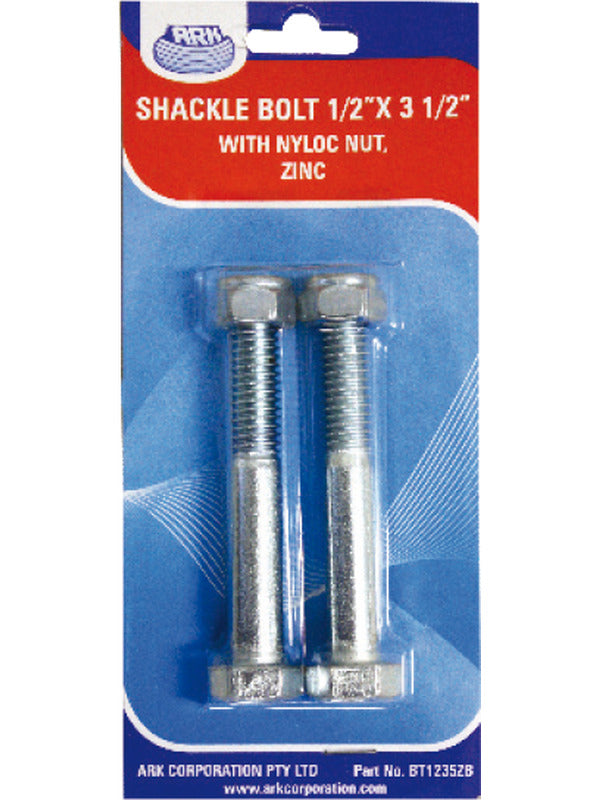 ARK Shackle Bolt 1/2" x 3 1/2" Zinc Plated Blister Pack BT1235ZB