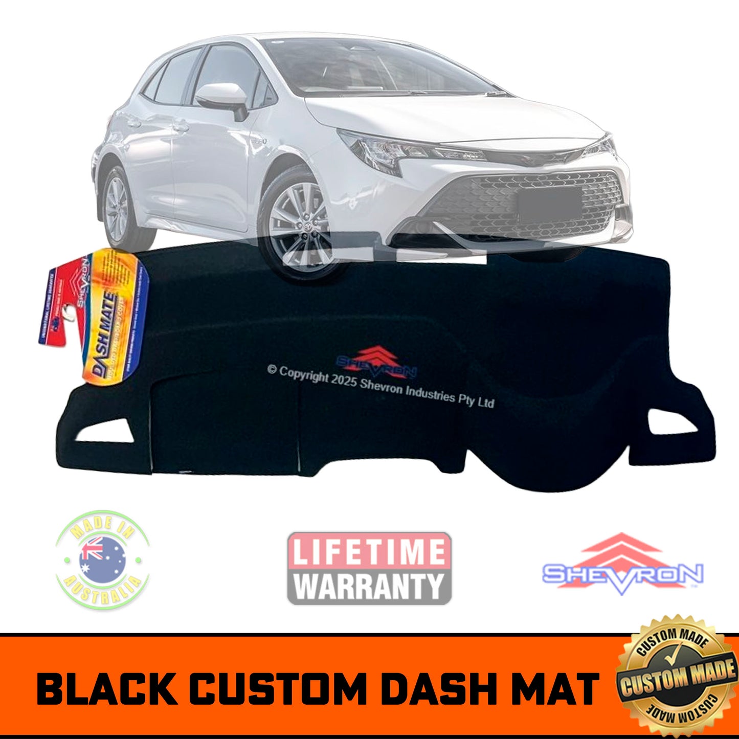 Shevron Dash Mat for Toyota Corolla ZWE219R Hatch No HUD 09/2024-8/2024 DM1542 Black