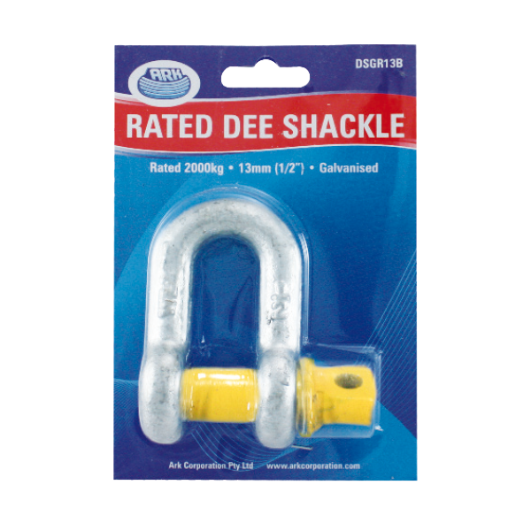 ARK D Shackle 10mm 1 Ton Rated Galvanised Blister Pack DSGR10B