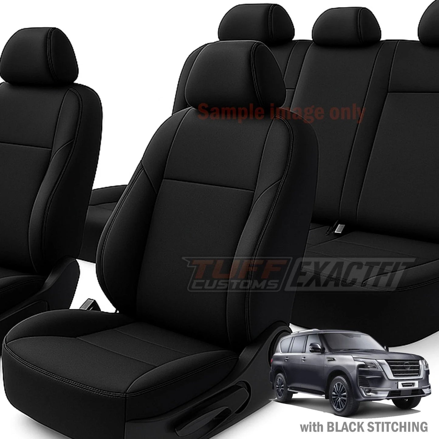 TUFF Customs EXACTFIT 2 Rows Neoprene Seat Covers Nissan Patrol Y62 ST Ti Ti-L ST-L Warrior 2013/2025