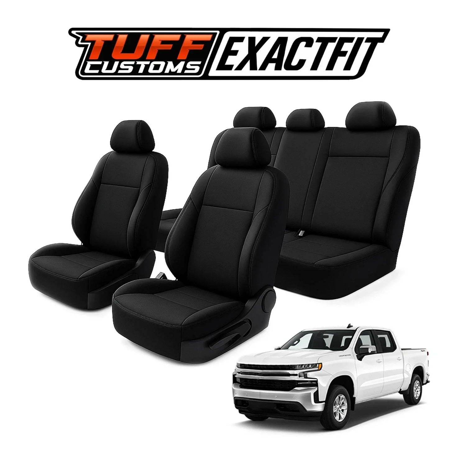 TUFF Customs EXACTFIT 2 Rows Neoprene Seat Covers Chevrolet Silverado T1 Series 1500 2500 2020-2025