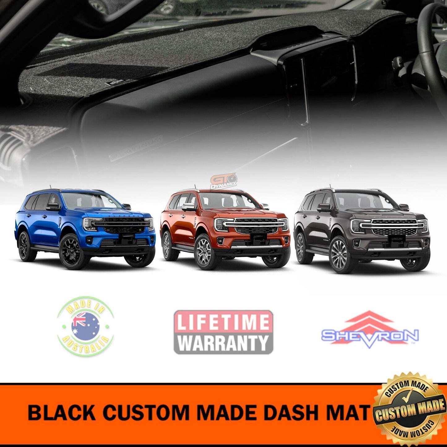 Shevron Dash Mat FORD Everest NEXT GEN Platinum 5/2022-2024 DM1652 Black