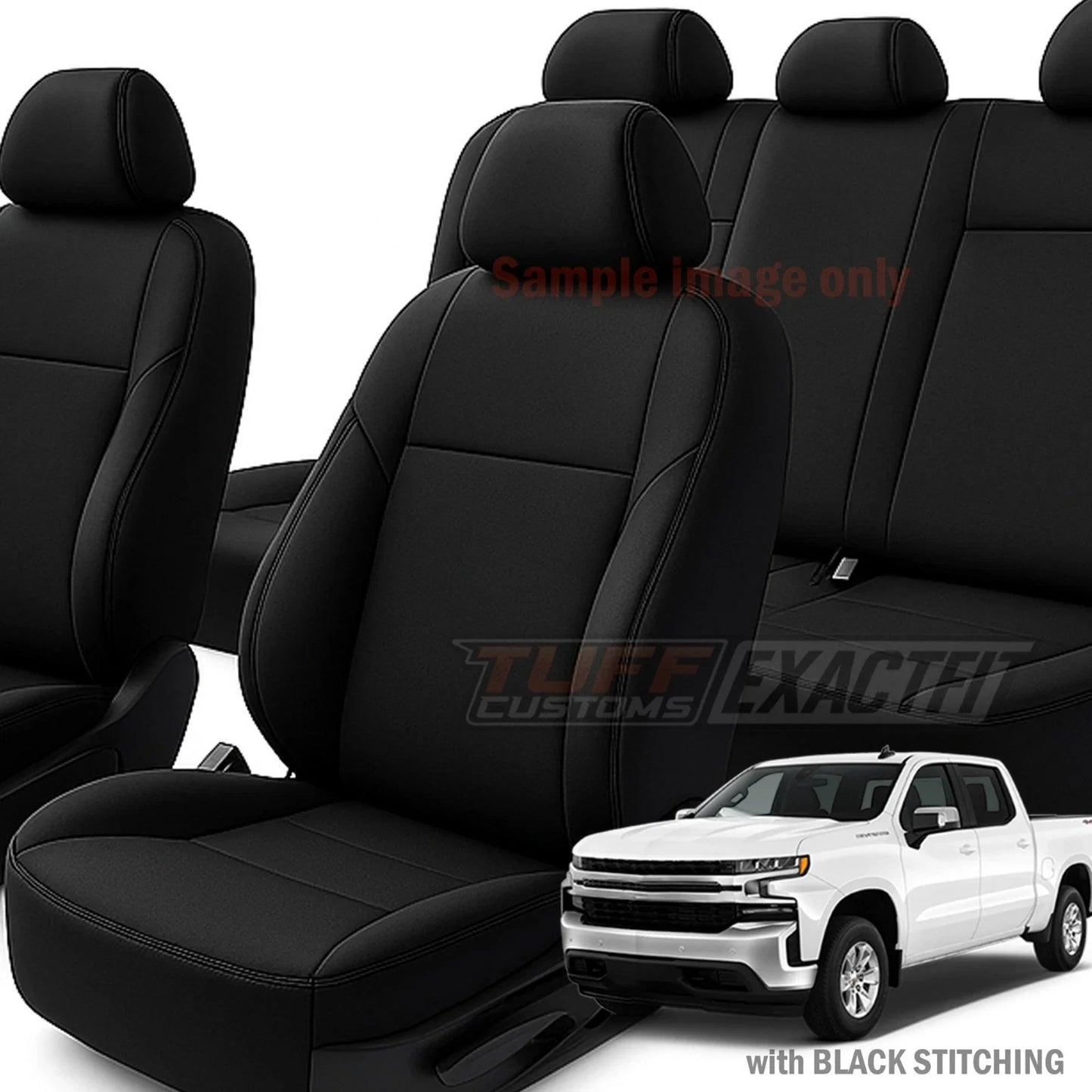 TUFF Customs EXACTFIT 2 Rows Neoprene Seat Covers Chevrolet Silverado T1 Series 1500 2500 2020-2025