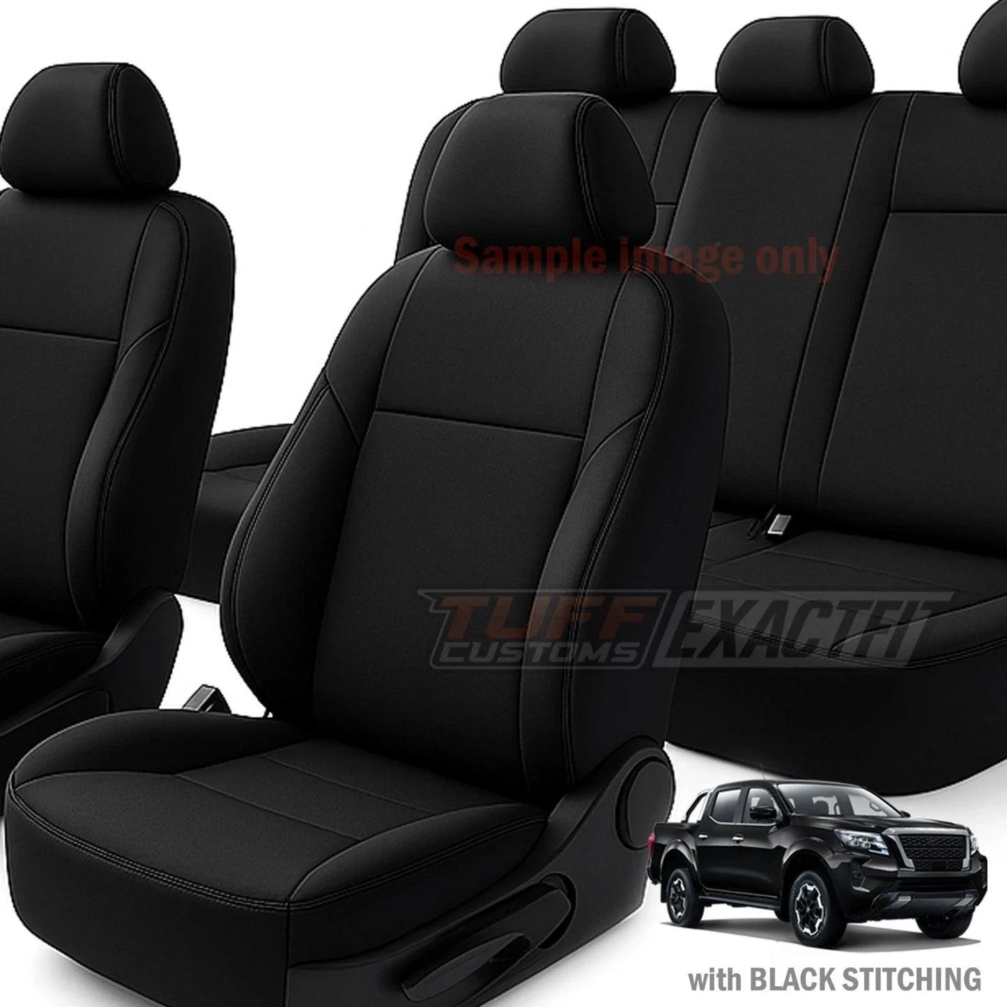 TUFF Customs EXACTFIT 2 Rows Neoprene Seat Covers Nissan Navara D23 NP300 ST ST-X PRO-4X 10/2020-2025