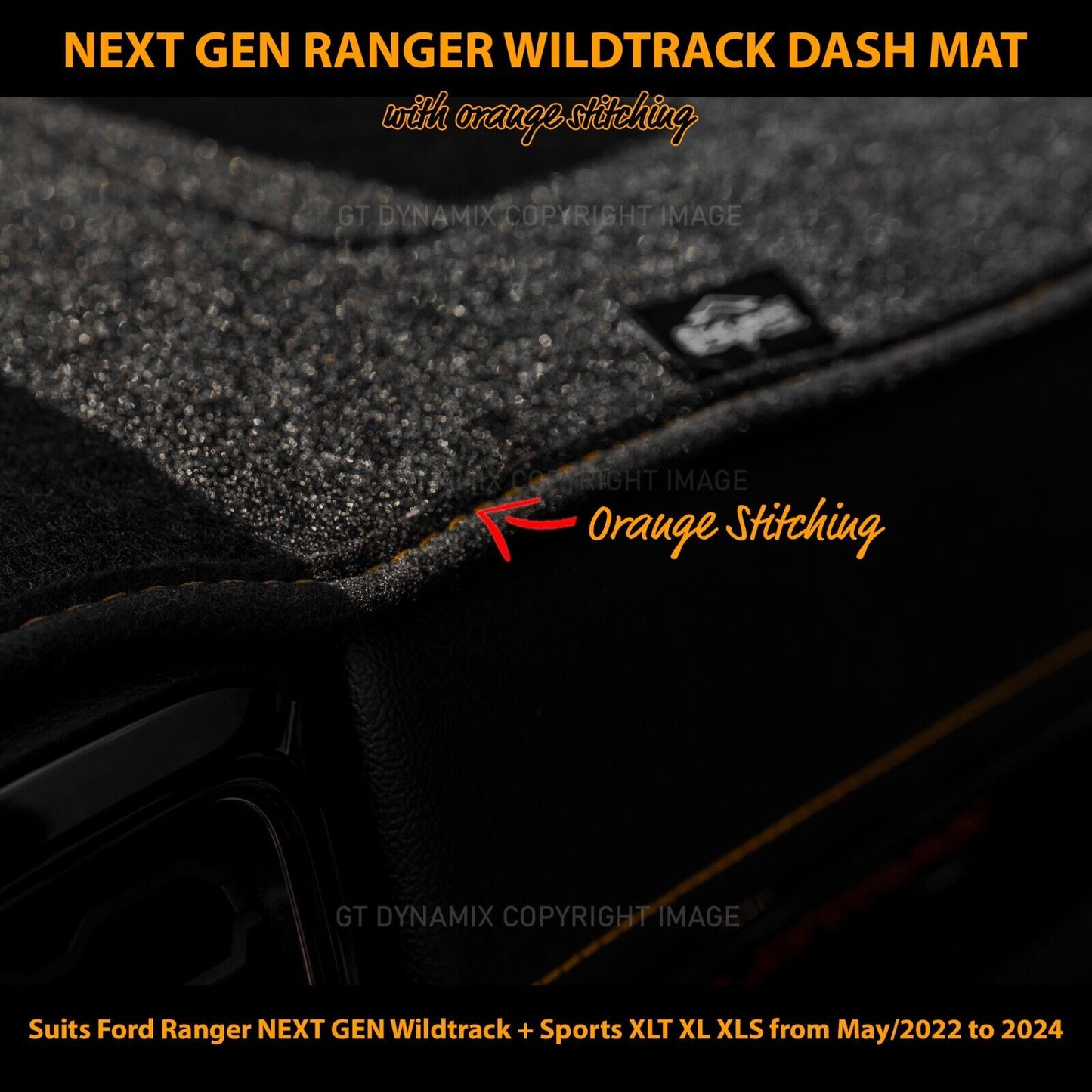 Shevron Dash Mat Ford Everest NEXT GEN 6/2022-2024 DMO1652 Black + Orange Stitching