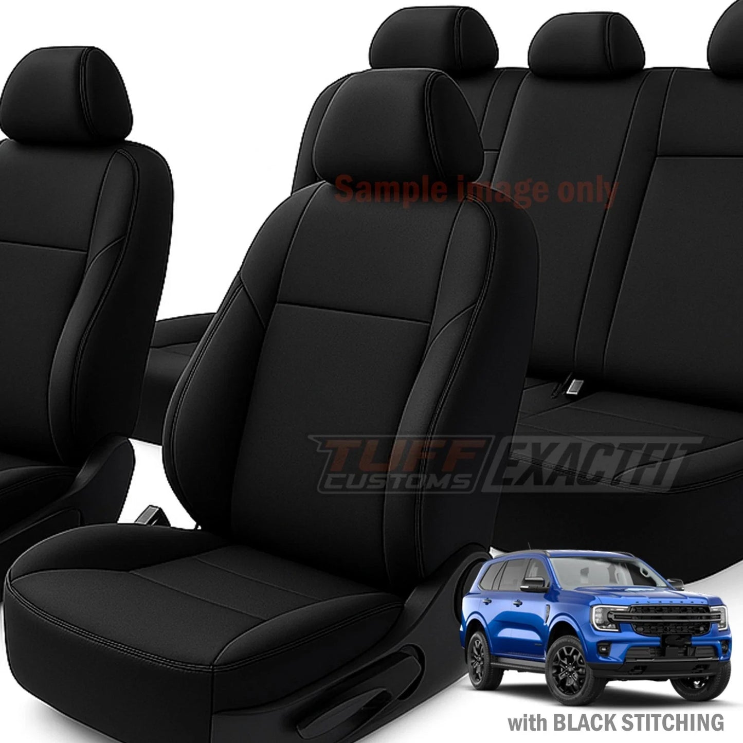 TUFF Customs EXACTFIT 2 Rows Neoprene Seat Covers FORD NEXT GEN Everest Platinum Wildtrack Trend Sports 2022-2026