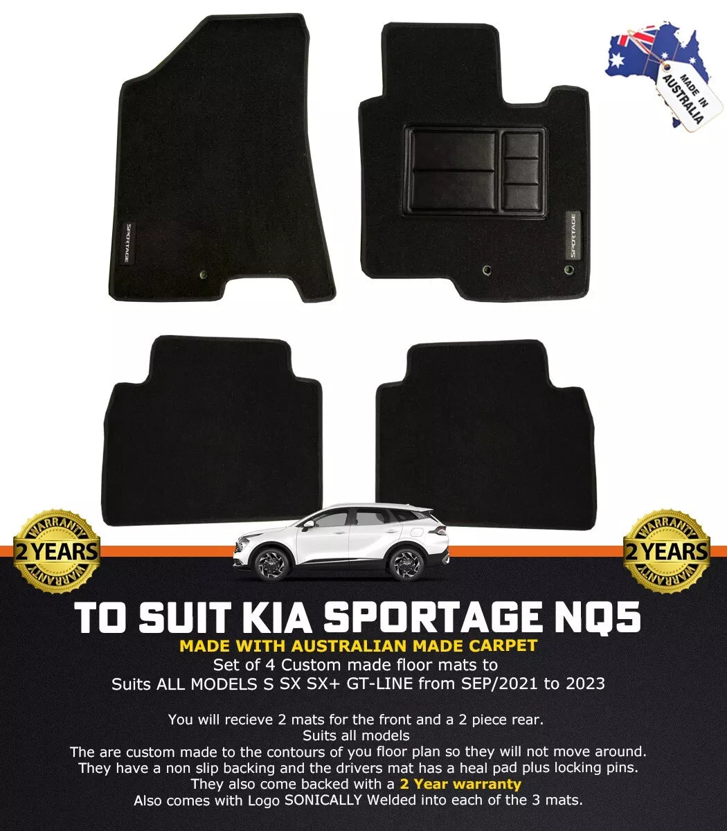 Custom Made Floor Mats 2 ROWs for Kia Sportage NQ5 S SX SX+ GT LINE 9/2021-2024