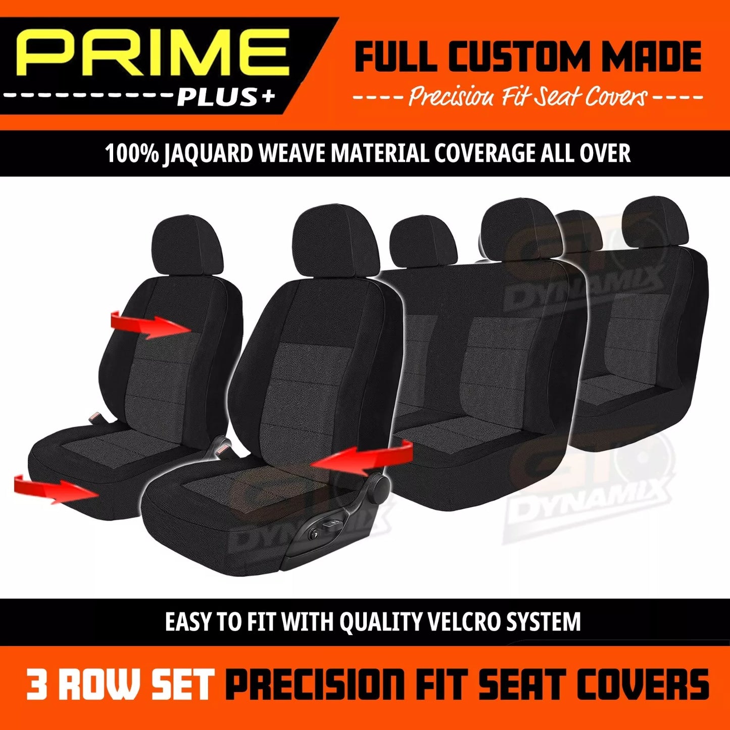 PRIME PLUS Seat Covers 3 Rows Black For Isuzu MU-X LS-T LS-M LS-U 11/2013-5/2021
