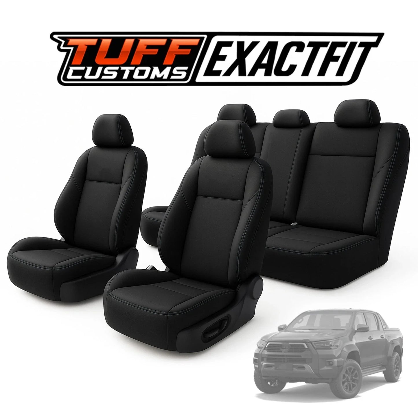 TUFF Customs EXACTFIT 2 Rows Neoprene Seat Covers for Toyota HILUX SR5 SR Rouge Rugged 7/2015-2026