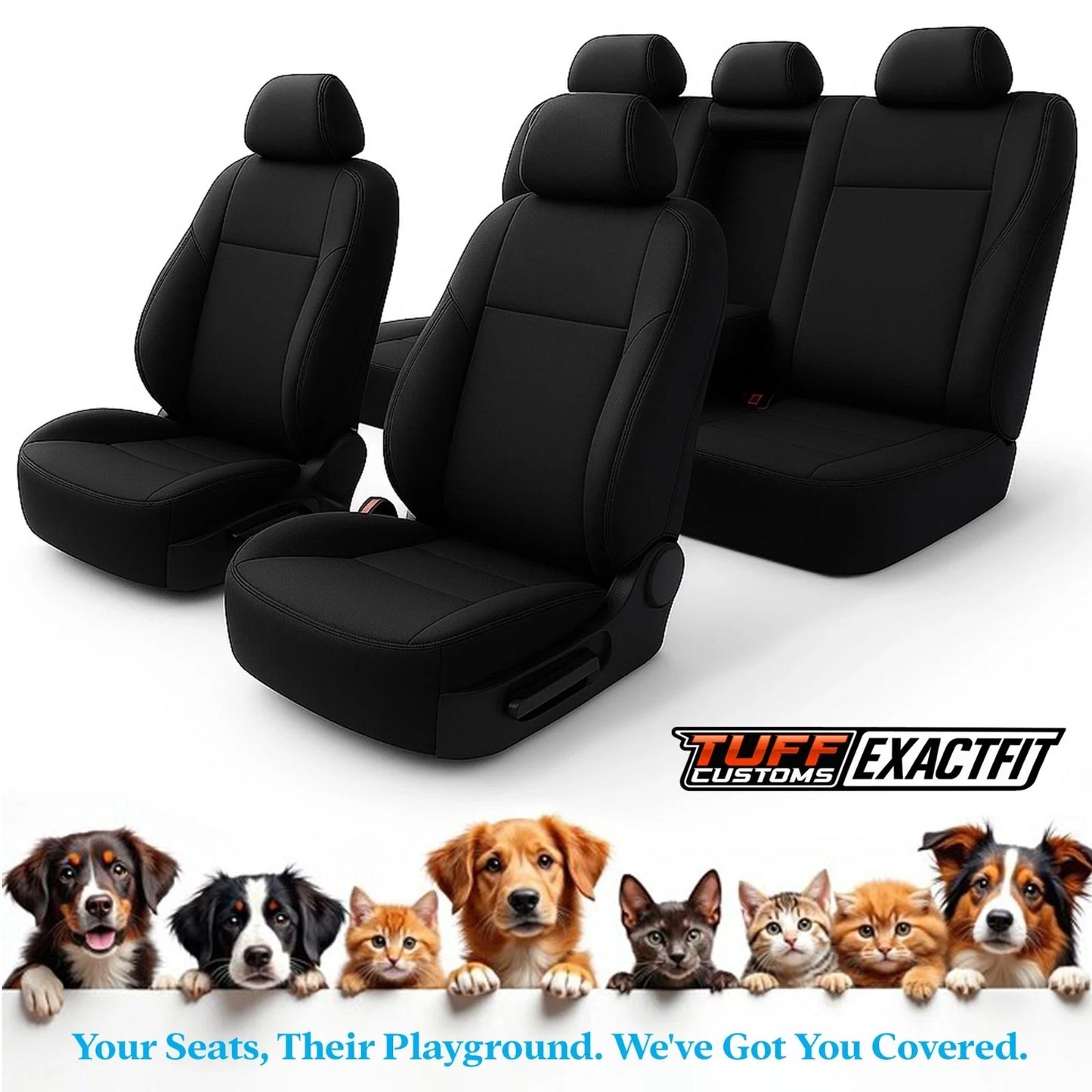 TUFF Customs EXACTFIT 2 Rows Neoprene Seat Covers Nissan Navara D23 NP300 ST ST-X PRO-4X 10/2020-2025