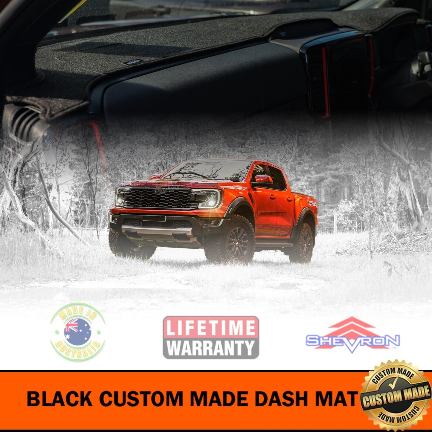 Shevron Dash Mat FORD RANGER NEXT GEN RAPTOR May/2022-2025 DM1652 Black