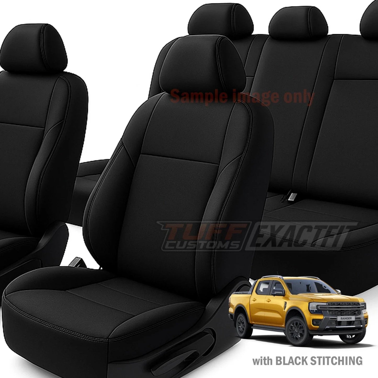 TUFF Customs EXACTFIT 2 Rows Neoprene Seat Covers FORD NEXT GEN Ranger Wildtrack Platinum 2022-2026