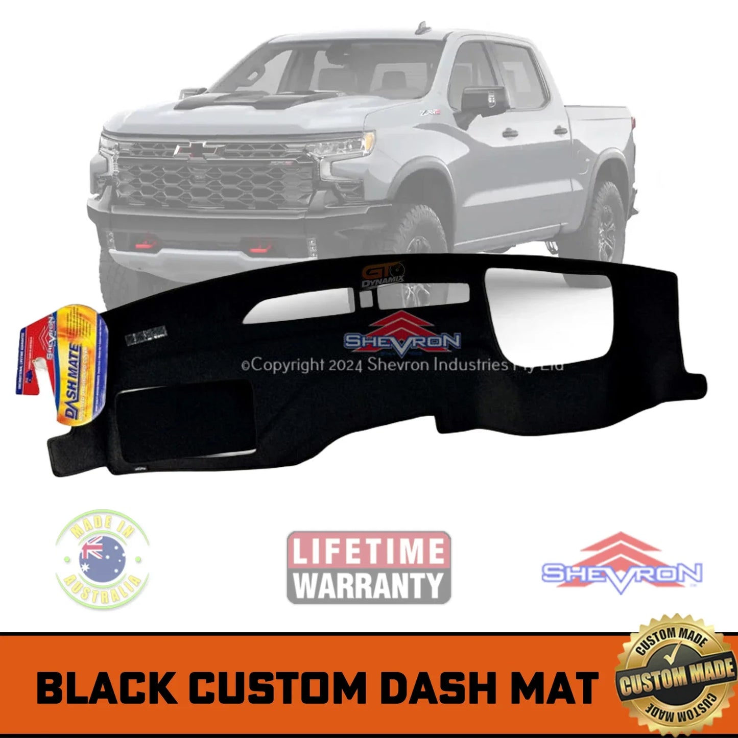DASH MAT Chevrolet Silverado 1500 LTZ ZR2 w/ HUD Tech 3/2023-2025 DM1682D Black