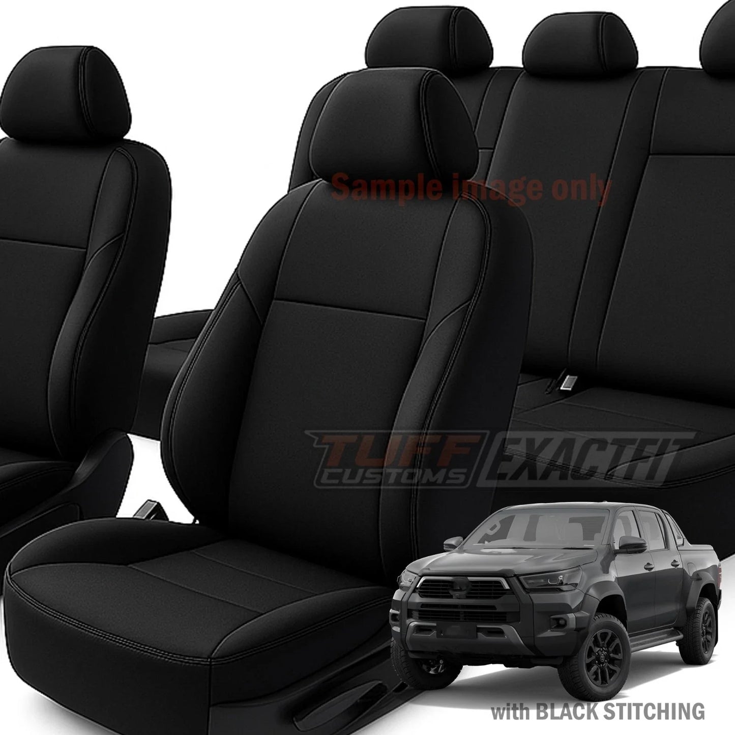 TUFF Customs EXACTFIT 2 Rows Neoprene Seat Covers for Toyota HILUX SR5 SR Rouge Rugged 7/2015-2026