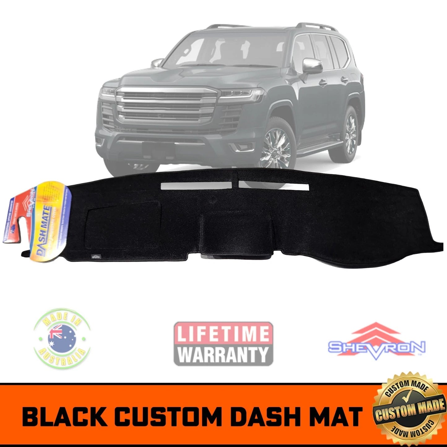 Shevron Dash Mat For Toyota Landcruiser 300 Series GX GXL 4/2025-2026 DM1736 Black