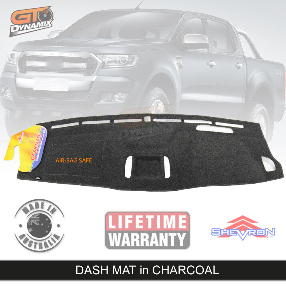Tuff Canvas Seat Covers 2 Rows + Dash Mat For Ford PX RANGER MK2 MK3 6/2015-2020 Charcoal