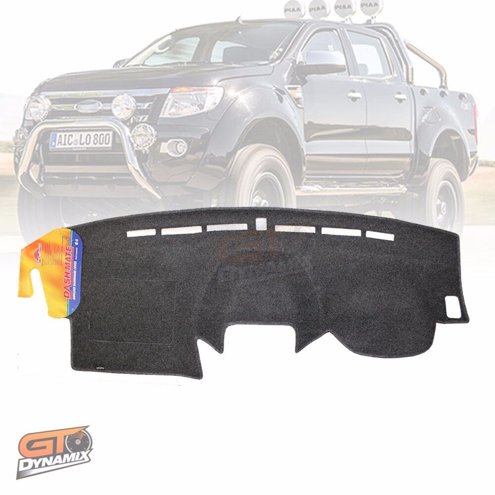 Tuff HD Canvas Seat Covers 2 Rows + Dash Mat For Ford PX RANGER Dual Cab 2011-5/2015 Black
