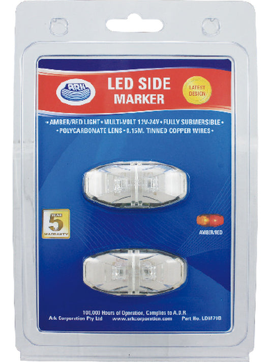 ARK LED Red/Amber Marker Lamp 12/24V Black Blister LDM70B