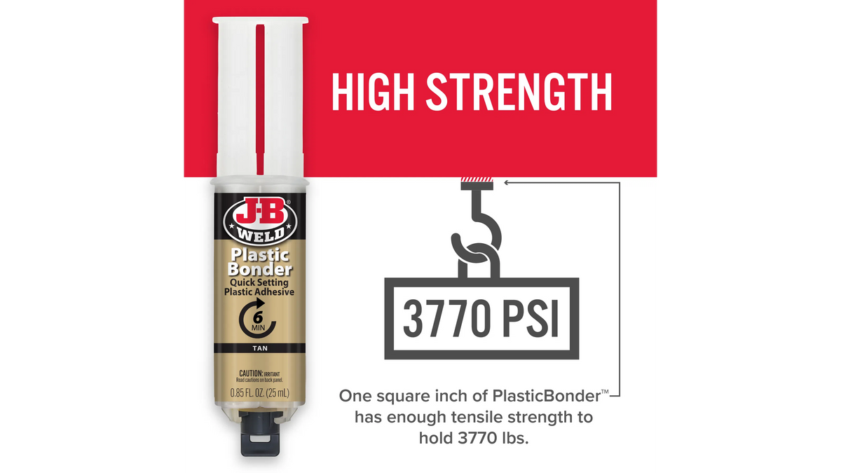 JB Weld Plastic Bonder Syringe Quick Setting Adhesive 25ml