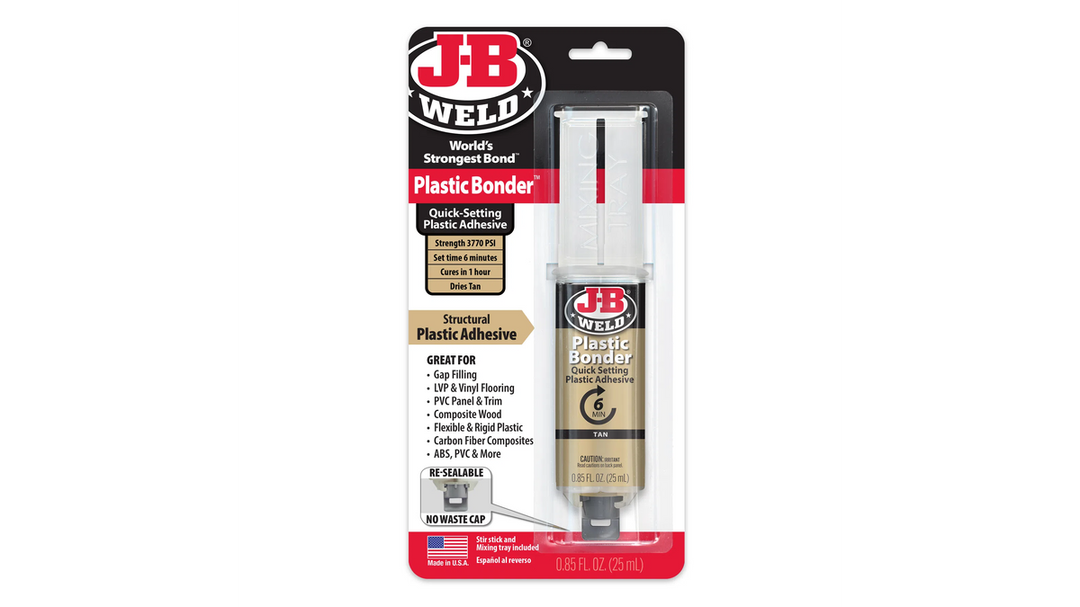 JB Weld Plastic Bonder Syringe Quick Setting Adhesive 25ml
