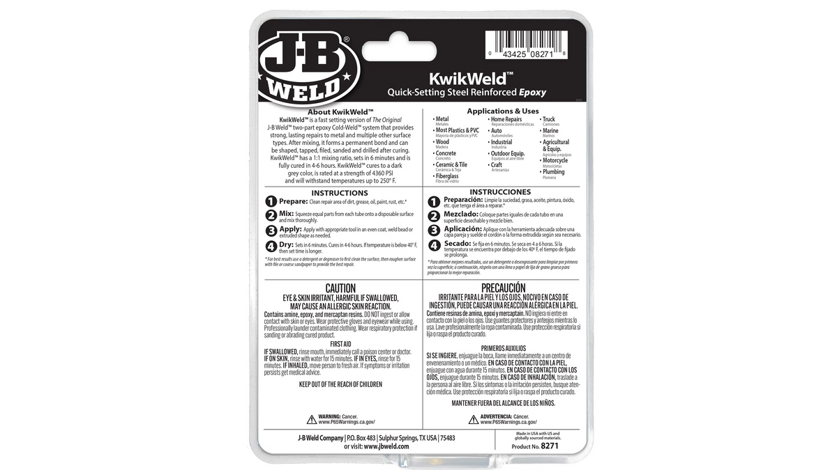 JB Weld KwikWeld Professional Quick Setting Steel Reinforced Epoxy 283.6g