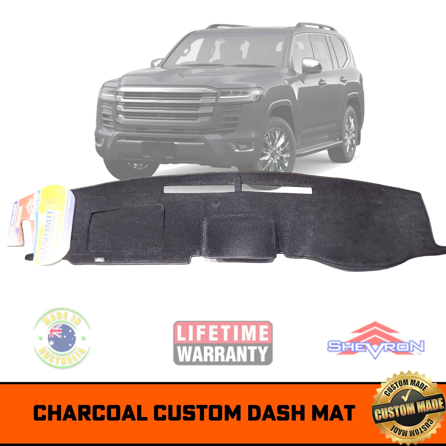 Shevron Dash Mat For Toyota Landcruiser 300 Series GX GXL 4/2025-2026 DM1736 Charcoal(Copy)