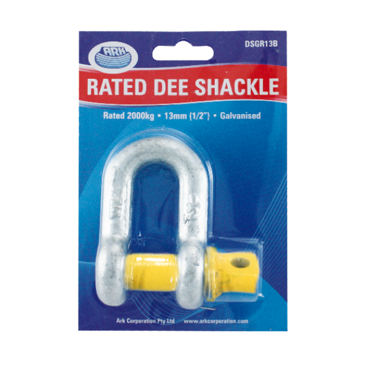 ARK D Shackle 11mm 1.5 Ton Rated Galvanised Blister Pack DSGR11B
