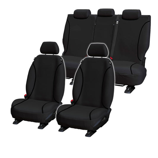 Tuff HD TRADE Canvas Seat Covers 2 Row + Dash Mat For Isuzu Dmax D-MAX TF W/LID 2020-2025 DM1589 Black