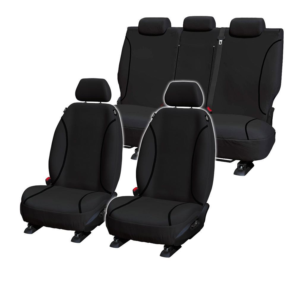 Black TUFF HD TRADE Canvas Seat Covers 2 Rows For Mitsubishi Triton MV Dual Cab GLX+ GLR GLS 12/2023-2025