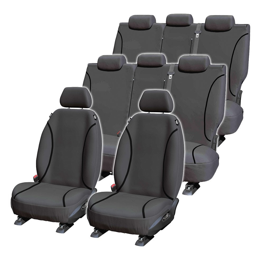 TUFF HD TRADE Canvas Seat Covers 3 Rows For Toyota Prado 150 GXL VX Kakadu 2009-2021 Charcoal