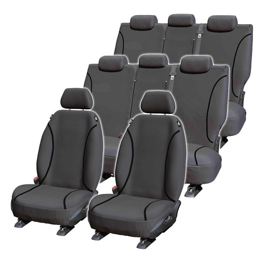 TUFF HD TRADE Canvas Seat Covers 3 Rows For Toyota Prado 150 GXL VX Kakadu 2009-2021 Charcoal