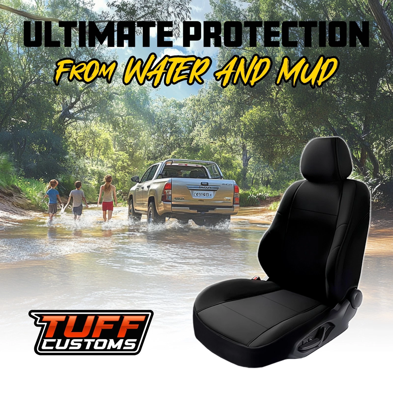 Tuff Customs Neoprene 2nd Row Seat Covers TOYOTA PRADO 250 GX GXL VX 24-26
