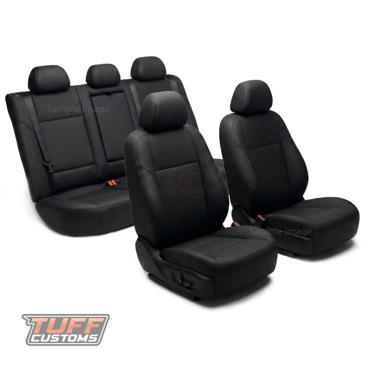 TUFF Customs Neoprene Seat Covers For Nissan Navara D23 NP300 S5 PRO-4X ST 10/2020-2025 Black 2 Rows
