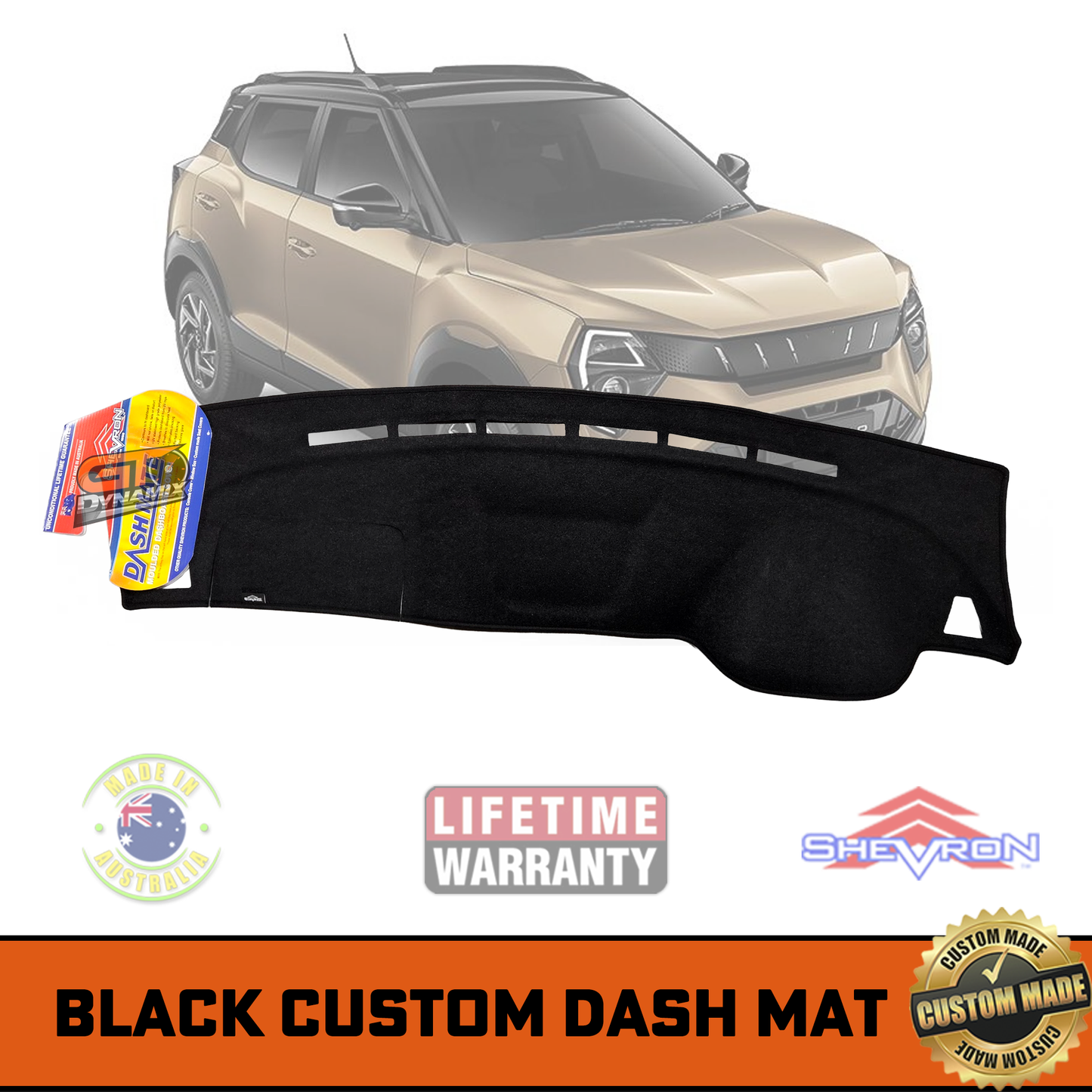 Shevron Black Dash Mat For MAHINDRA XUV3XO S220 7/2025-2026 DM1750