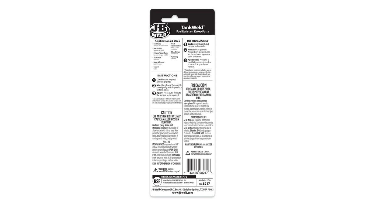 JB Weld TankWeld Fuel Resistant Epoxy Putty 57g