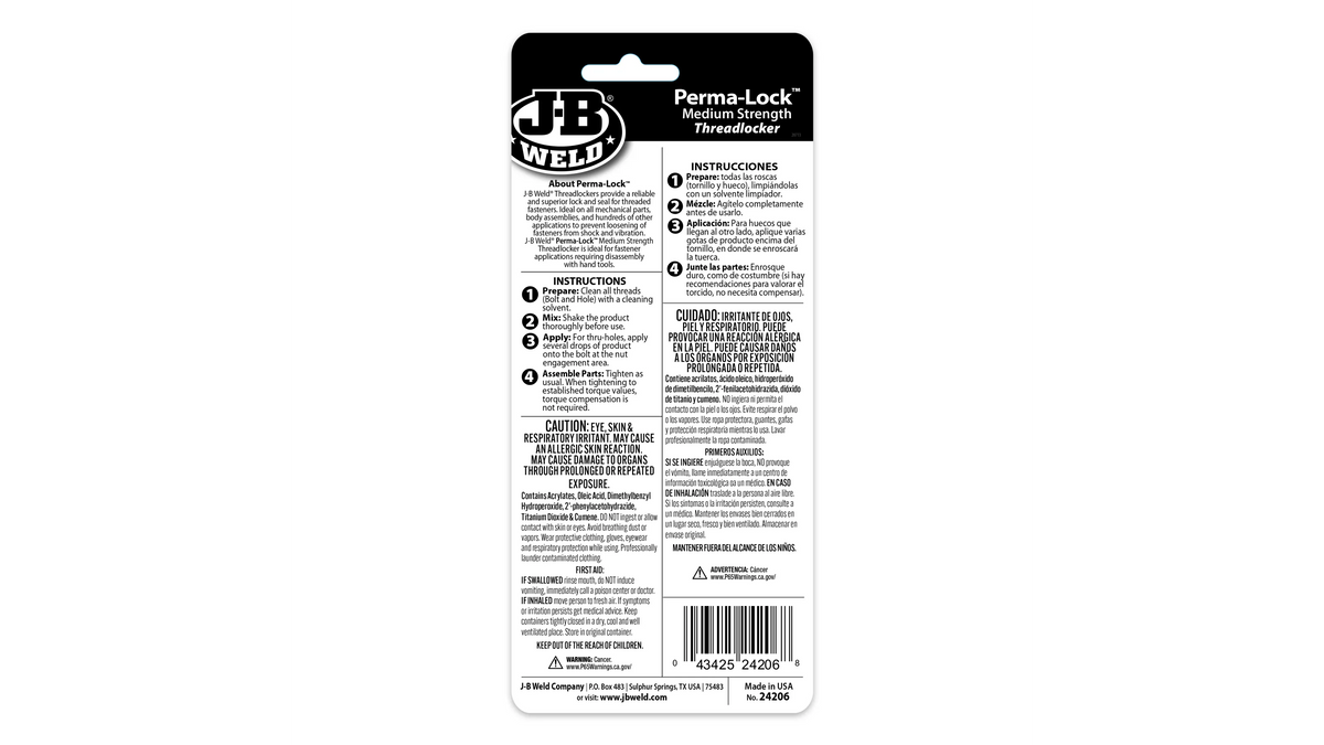 JB Weld Perma-Lock Threadlocker Medium Blue 6ml