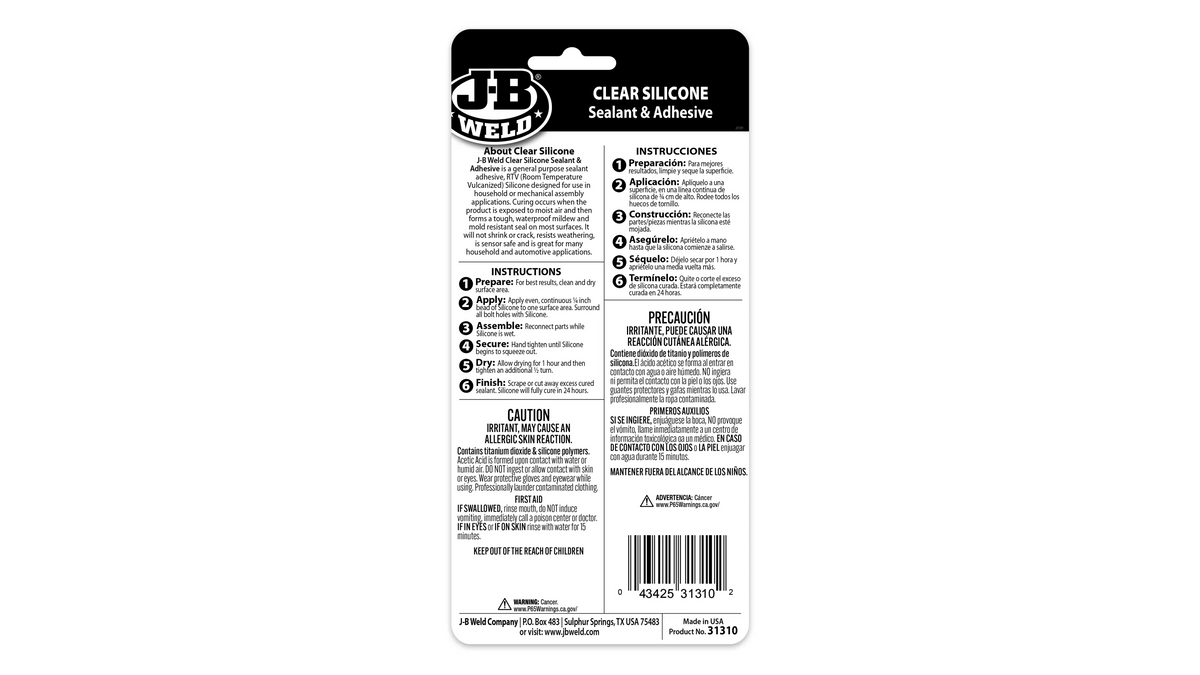 JB Weld Clear Silicone Sealant and Adhesive 85g