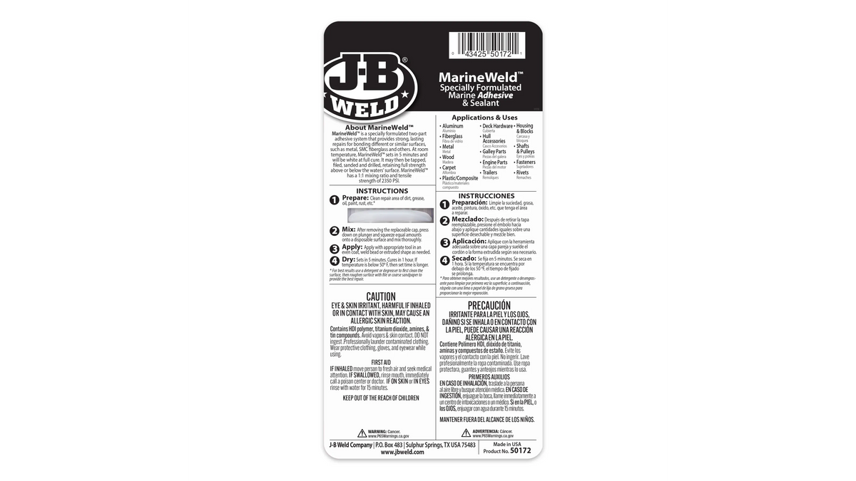 JB Weld MarineWeld Syringe Marine Adhesive and Sealant 25ml