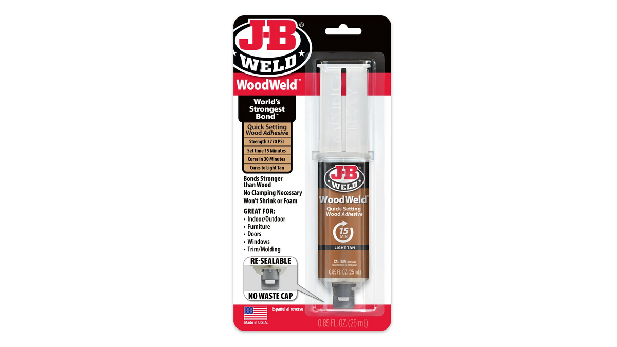 JB Weld WoodWeld Syringe Quick Setting Wood Adhesive 25ml