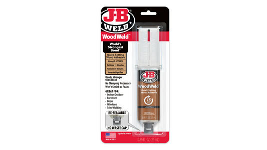JB Weld WoodWeld Syringe Quick Setting Wood Adhesive 25ml