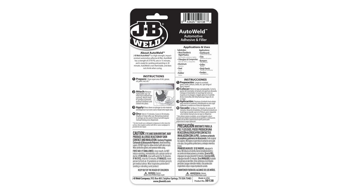 JB Weld AutoWeld Syringe Automotive Adhesive and Filler 25ml