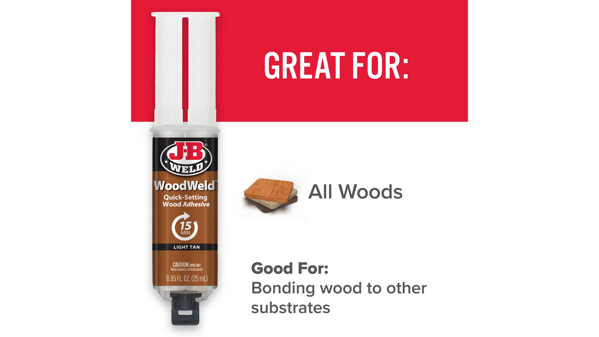 JB Weld WoodWeld Syringe Quick Setting Wood Adhesive 25ml