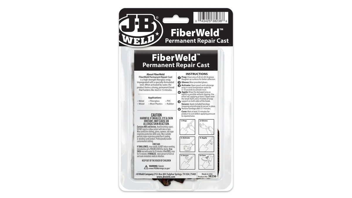 JB Weld FiberWeld Permanent Repair Cast 5cm x 91cm Fiberglass Wrap