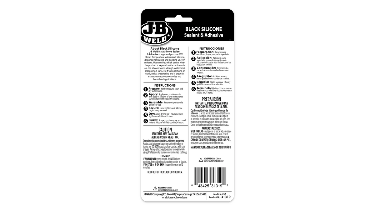 JB Weld Black Silicone Sealant and Adhesive 85g