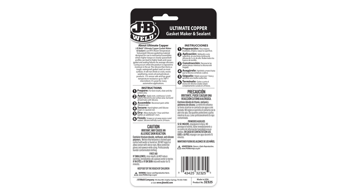 JB Weld Ultimate Grey Silicone Gasket Maker and Sealant 85g