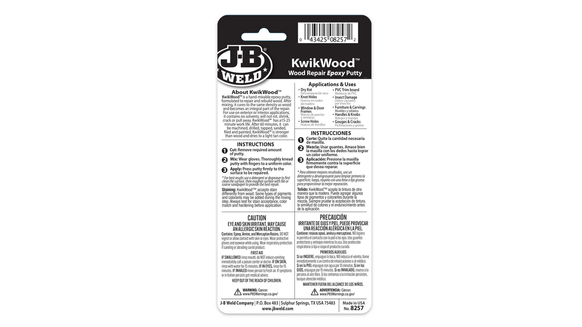JB Weld KwikWood Wood Repair Epoxy Putty 28g