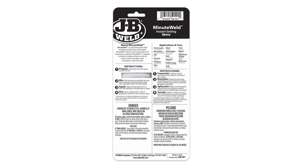 JB Weld MinuteWeld Syringe Instant Setting Epoxy 25ml