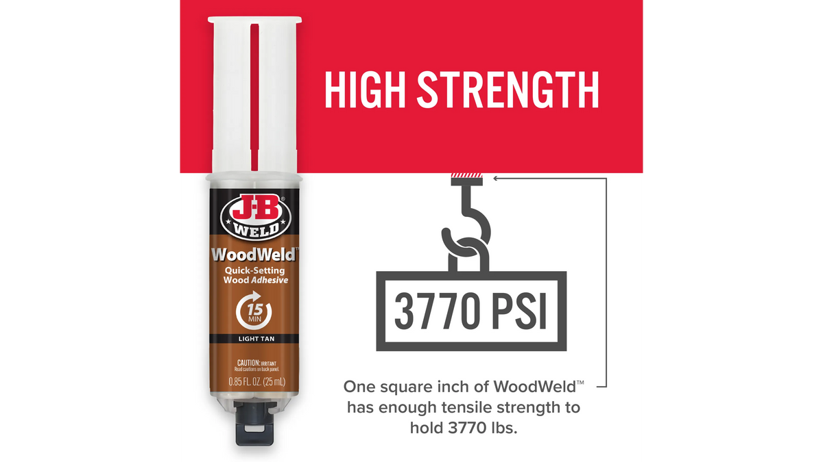 JB Weld WoodWeld Syringe Quick Setting Wood Adhesive 25ml